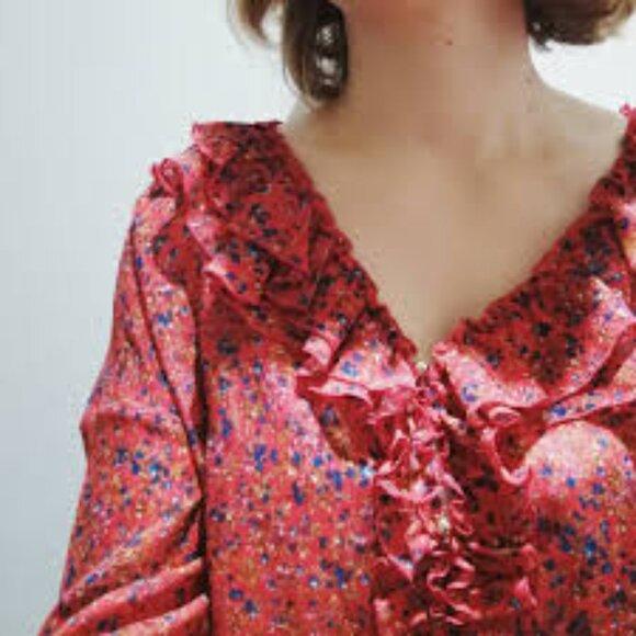 Sezane Isaac Floral Ruffle Blouse - Picture 2 of 9